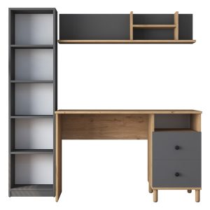 182 000060 4 2 Work desk-shelf unit Goldie pakoworld anthracite-natural 160x50x161.8cmOffice furniture > Working desk
