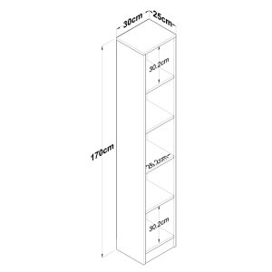 182 000063 4 Bookcase Goldie pakoworld walnut-white 30x25x170 cmIndoor furniture > Bookshelves