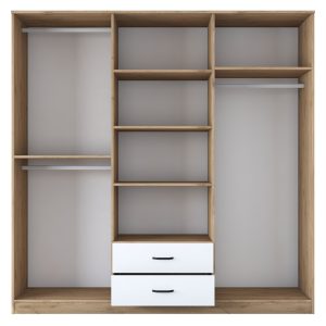 182 000093 3 Wardrobe with mirror Warko pakoworld white walnut melamine 210x51.5x210cmIndoor furniture > Wardrobes