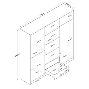 182 000093 4 Wardrobe with mirror Warko pakoworld white walnut melamine 210x51.5x210cmIndoor furniture > Wardrobes