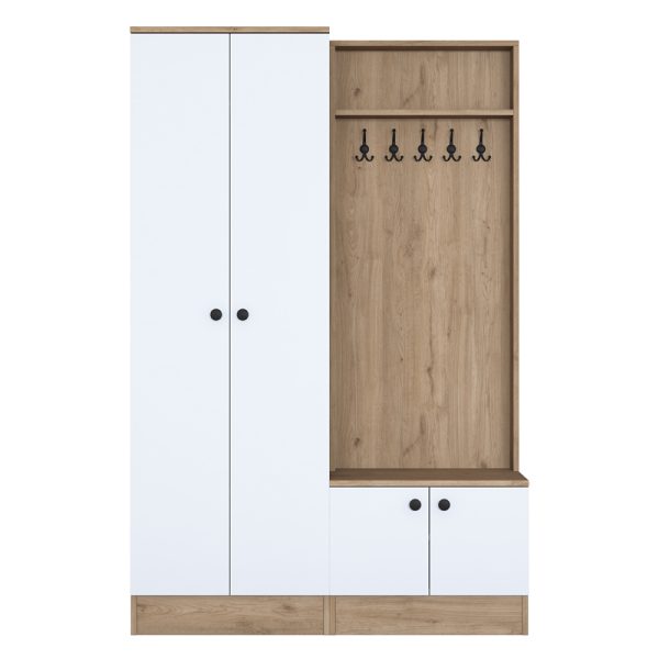 182 000094 3 Entrance furniture Nafdo pakoworld walnut-white melamine 119.6x35.5x182.8cmIndoor furniture > Entrance furniture
