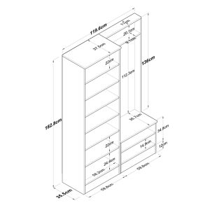 182 000094 4 Entrance furniture Nafdo pakoworld walnut-white melamine 119.6x35.5x182.8cmIndoor furniture > Entrance furniture