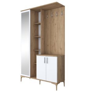 182 000095 11 Entrance furniture Zozmo pakoworld walnut-white melamine 120x37.5x198.6cmIndoor furniture > Entrance furniture