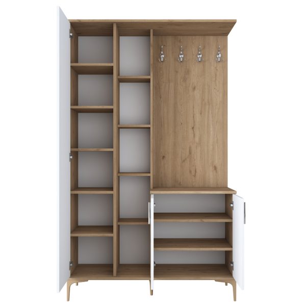 182 000095 3 8 Entrance furniture Zozmo pakoworld walnut-white melamine 120x37.5x198.6cmIndoor furniture > Entrance furniture
