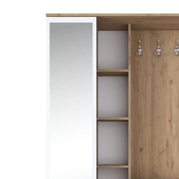 182 000095 4 8 Entrance furniture Zozmo pakoworld walnut-white melamine 120x37.5x198.6cmIndoor furniture > Entrance furniture
