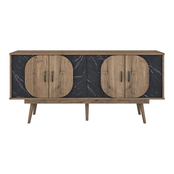 182 000099 3 2 Buffet Suckie pakoworld walnut-black marble look melamine-walnut pp leg 180x45x82.6cmIndoor furniture > Buffets