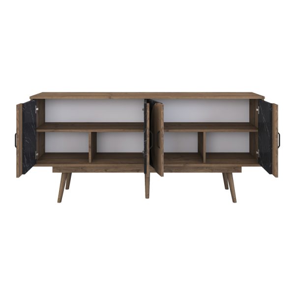 182 000099 4 2 Buffet Suckie pakoworld walnut-black marble look melamine-walnut pp leg 180x45x82.6cmIndoor furniture > Buffets