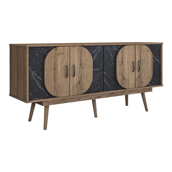 182 000099 5 Buffet Suckie pakoworld walnut-black marble look melamine-walnut pp leg 180x45x82.6cmIndoor furniture > Buffets