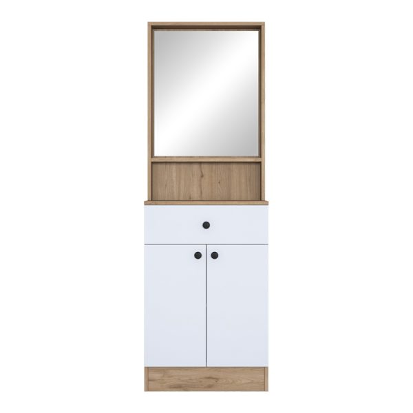 182 000101 3 2 Entrance furniture Rockder pakoworld white-natural melamine 60x35.5x182.8cmIndoor furniture > Entrance furniture
