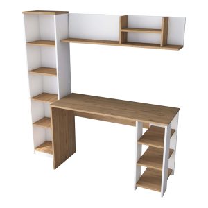 182 000111 7 Work desk-library Lotek pakoworld in walnut-white shade 120x45x161.8cmIndoor furniture > Bookshelves