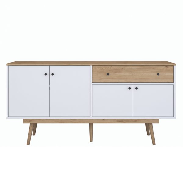 182 000112 2 2 Buffet Satava pakoworld pp in white-walnut color 180x45x87.60cmIndoor furniture > Buffets