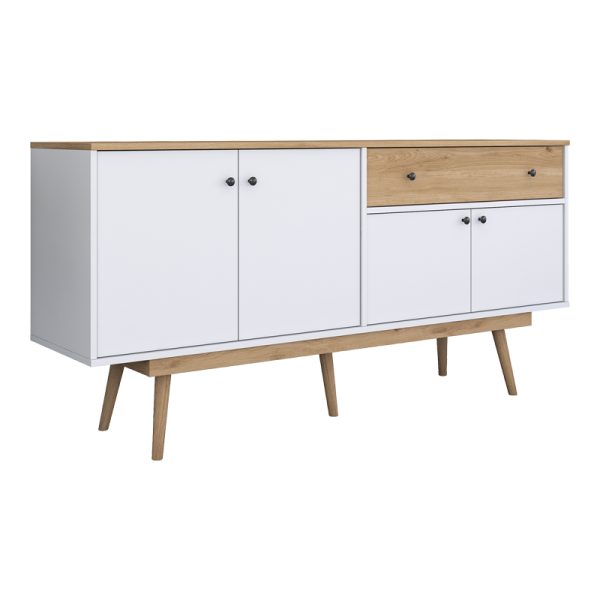 182 000112 5 Buffet Satava pakoworld pp in white-walnut color 180x45x87.60cmIndoor furniture > Buffets