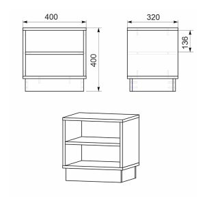 184 000001 2 8 Nightstand Mason pakoworld sonoma-white 40x32x40cmIndoor furniture > Bedside tables