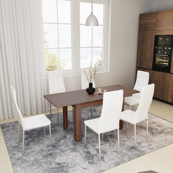 184 000009 2 3 Dining table Quiin pakoworld extendable walnut 120-174x70x73.5cmIndoor furniture > Dining Tables