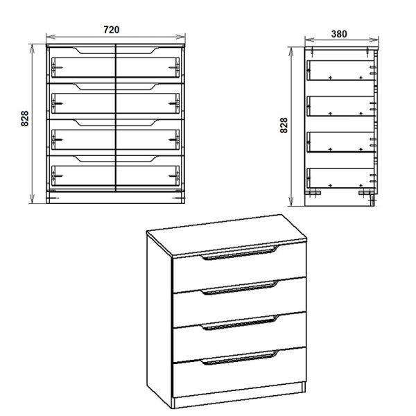 184 000052 2 3 Chest of 4 drawers Azenor pakoworld sonoma 72x38x83cmIndoor furniture > Drawers-consoles