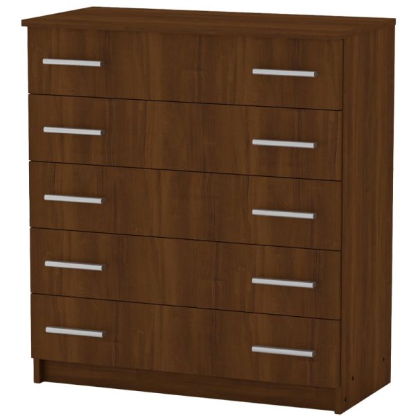184 000092 4 Penelope pakoworld chest of 5 drawers walnut 80.5x38x89cmIndoor furniture > Drawers-consoles