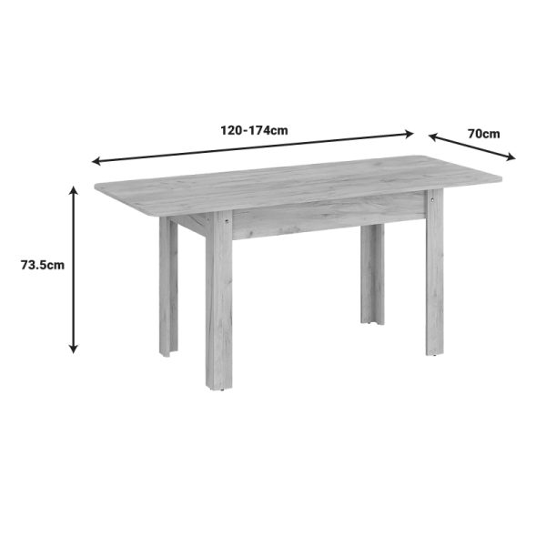 184 000097 4 3 Dining table Quiin pakoworld expandable melamine in oak color 120-174x70x73.5cmIndoor furniture > Dining Tables