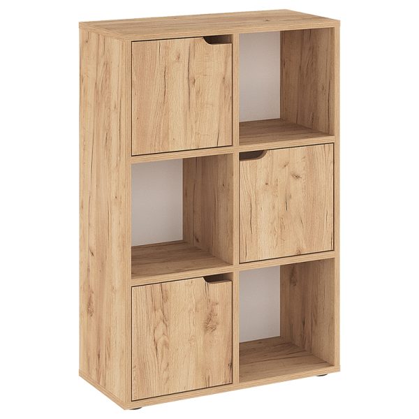 184 000102 10 Bookcase Bookel pakoworld in oak color 59.5x27.5x89cmIndoor furniture > Bookshelves