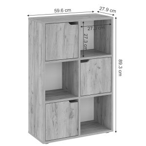 184 000102 4 7 Bookcase Bookel pakoworld in oak color 59.5x27.5x89cmIndoor furniture > Bookshelves
