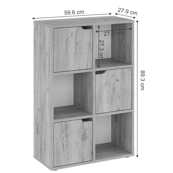 184 000102 4 7 Bookcase Bookel pakoworld in oak color 59.5x27.5x89cmIndoor furniture > Bookshelves
