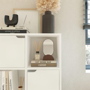 184 000103 3 7 Bookcase Bookel pakoworld in white color 59.5x27.5x89cmIndoor furniture > Bookshelves