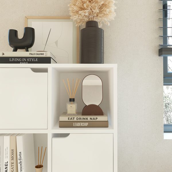 184 000103 3 7 Bookcase Bookel pakoworld in white color 59.5x27.5x89cmIndoor furniture > Bookshelves