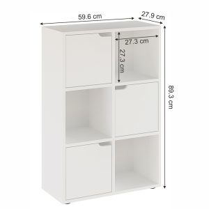 184 000103 4 7 Bookcase Bookel pakoworld in white color 59.5x27.5x89cmIndoor furniture > Bookshelves