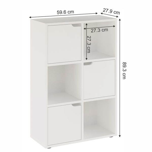 184 000103 4 7 Bookcase Bookel pakoworld in white color 59.5x27.5x89cmIndoor furniture > Bookshelves