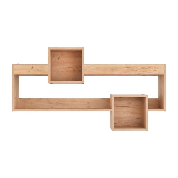 184 000105 2 5 Wall Shelf Shellie pakoworld in oak color 120x28x65cmIndoor furniture > Wall shelves