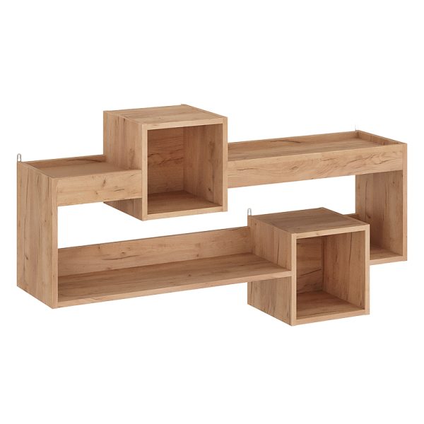 184 000105 8 Wall Shelf Shellie pakoworld in oak color 120x28x65cmIndoor furniture > Wall shelves