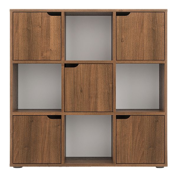 184 000111 2 4 Bookcase Bookel pakoworld in walnut color 88.5x27.5x89.3cmIndoor furniture > Bookshelves
