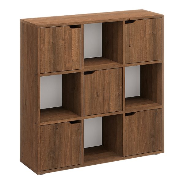 184 000111 7 Bookcase Bookel pakoworld in walnut color 88.5x27.5x89.3cmIndoor furniture > Bookshelves