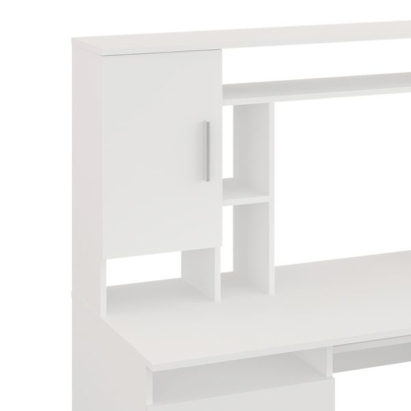 184 000118 3 3 Keldra pakoworld desk with drawers and cabinets in white color 140x59.8x142.2cmOffice furniture > Working desk