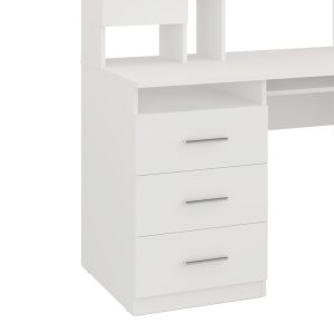 184 000118 4 3 Keldra pakoworld desk with drawers and cabinets in white color 140x59.8x142.2cmOffice furniture > Working desk