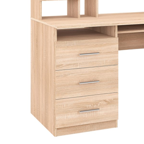 184 000119 4 2 Keldra pakoworld desk with drawers and cabinets in sonoma color 140x59.8x142.2cmOffice furniture > Working desk
