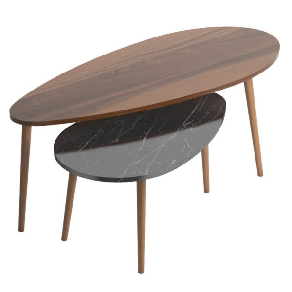185 000066 14 Coffee table Monty pakoworld walnut-black marble 116x46x46cmIndoor furniture > Coffee tables