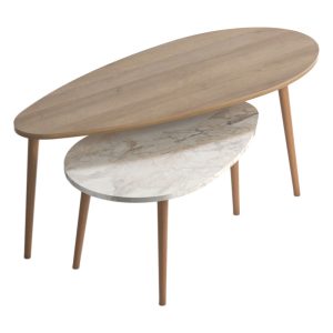 185 000067 13 Coffee table Monty pakoworld oak-beige marble 116x46x46cmIndoor furniture > Coffee tables