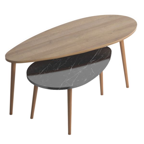 185 000088 12 Coffee table Monty pakoworld oak-black marble 116x46x46cmIndoor furniture > Coffee tables