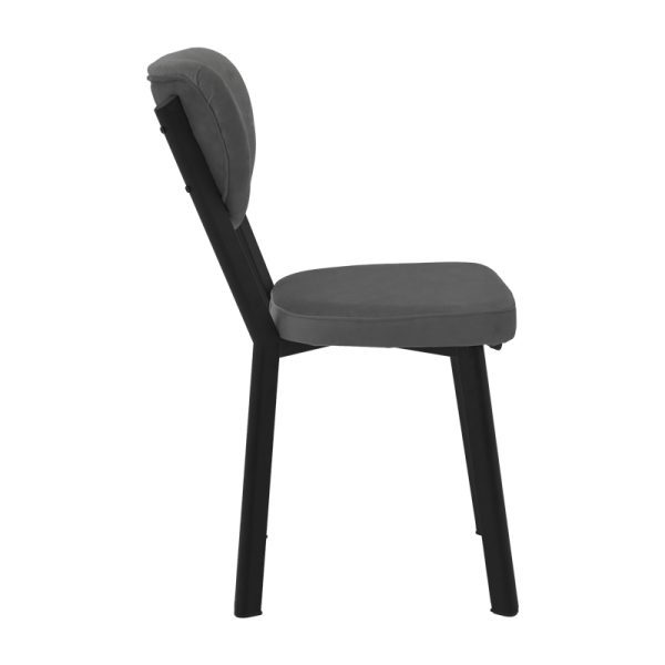 190 000059 2 2 Chair Joley pakoworld dark grey velvet-black metal 45x39x86.5cmIndoor furniture > Chairs