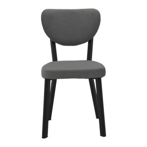 190 000059 3 2 Chair Joley pakoworld dark grey velvet-black metal 45x39x86.5cmIndoor furniture > Chairs