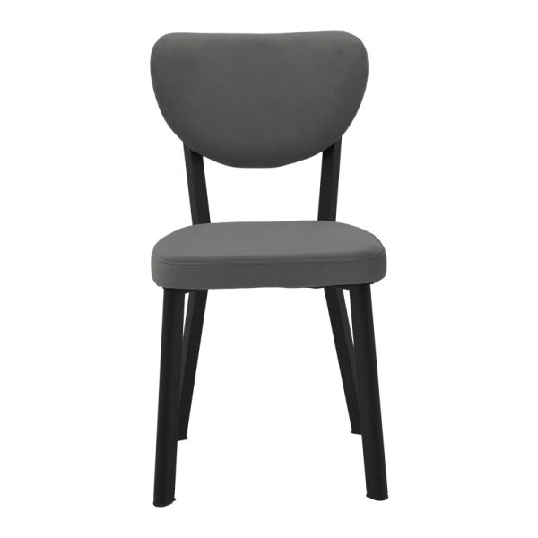 190 000059 3 2 Chair Joley pakoworld dark grey velvet-black metal 45x39x86.5cmIndoor furniture > Chairs