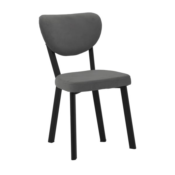 190 000059 5 Chair Joley pakoworld dark grey velvet-black metal 45x39x86.5cmIndoor furniture > Chairs