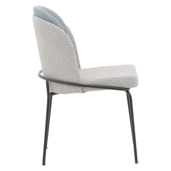 190 000060 2 2 Chair Dore pakoworld grey and light blue teddy fabric-black metal 50x47.5x82cmIndoor furniture > Chairs