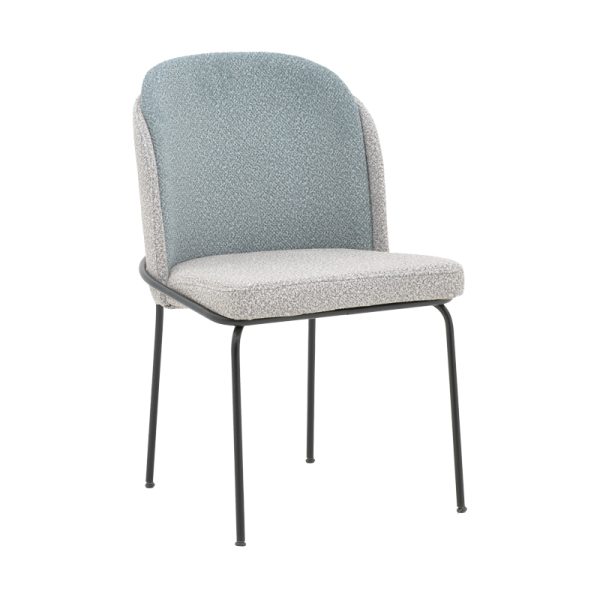 190 000060 5 Chair Dore pakoworld grey and light blue teddy fabric-black metal 50x47.5x82cmIndoor furniture > Chairs