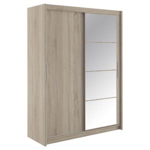 192 000020 6 Wardrobe with 2 sliding doors Elodie pakoworld with mirror sonoma 160x61x216cmIndoor furniture > Wardrobes