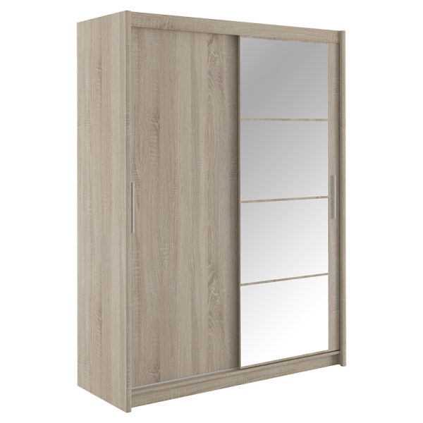 192 000020 6 Wardrobe with 2 sliding doors Elodie pakoworld with mirror sonoma 160x61x216cmIndoor furniture > Wardrobes
