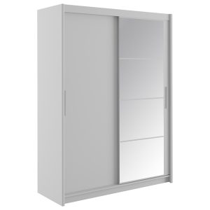 192 000022 3 Wardrobe with 2 sliding doors Elodie pakoworld with mirror white 160x61x216cmIndoor furniture > Wardrobes