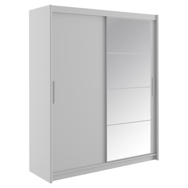 192 000023 4 Wardrobe with 2 sliding doors Elodie pakoworld with mirror white 180x61x216cmIndoor furniture > Wardrobes