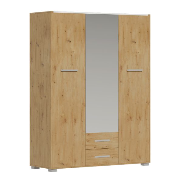 192 000044 3 Rutenia pakoworld melamine wardrobe in oak shade 155.7x54x203cmIndoor furniture > Wardrobes