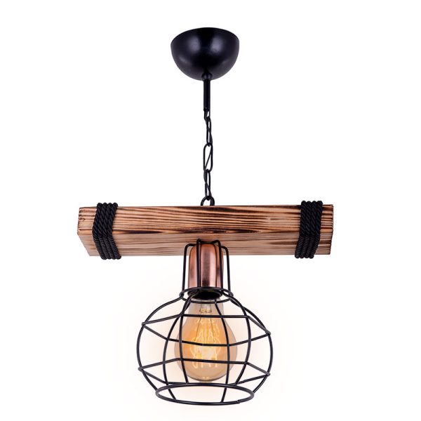 193 000001 11 Ceiling light PWL-1033 pakoworld E27 walnut-black 28.5x15x50cmLighting > Ceiling